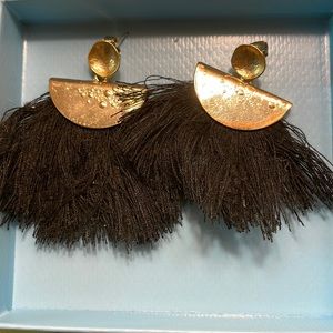 Black Gold Fringe Earrings